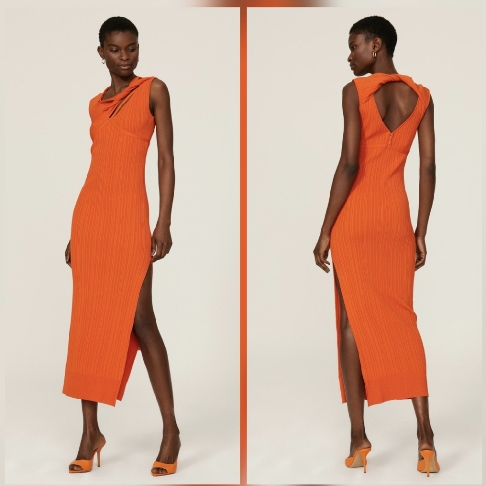 AKNVAS Sevrine Dress Sheath Asymmetric Neckline Sleeveless Size S